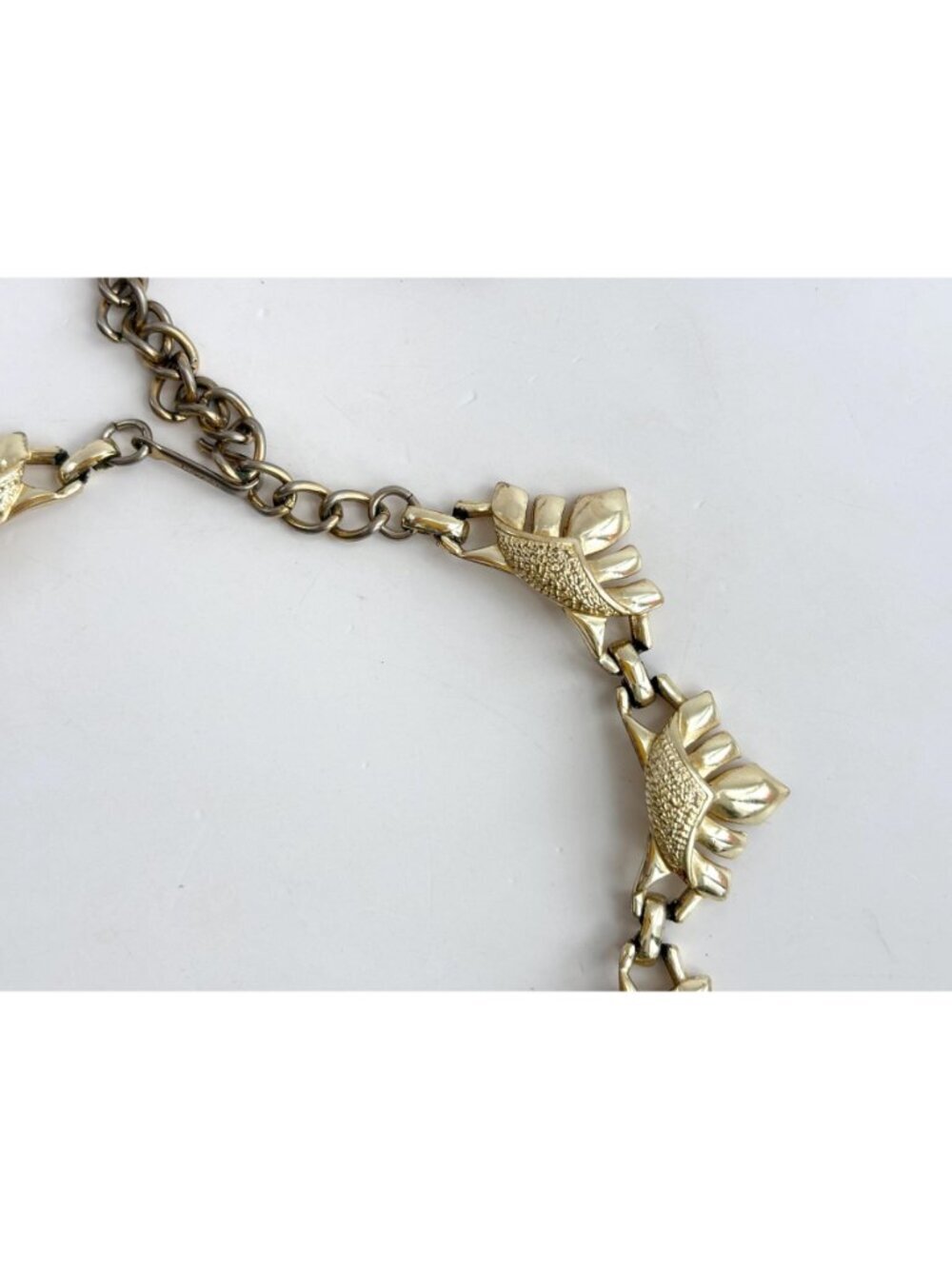Coro Signed Gold Toned Designer Chainlink Abstract Vintage 80's Bracelet - 18" - Picture 8 of 16